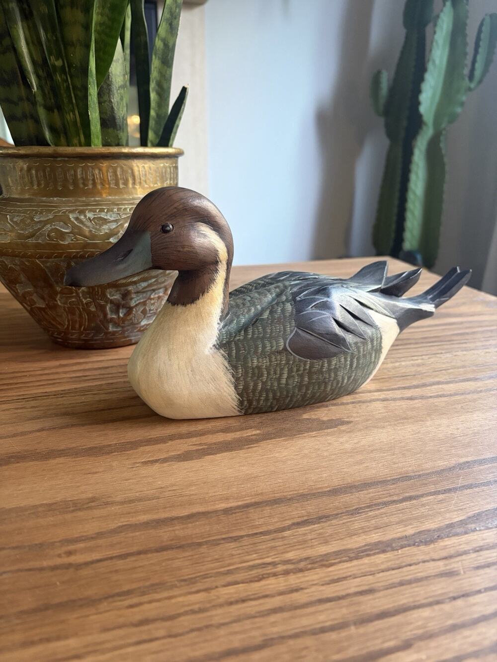 Vintage 1995 Hand Carved Wood Duck Decoy Northern Pintail Drake Hand Painted